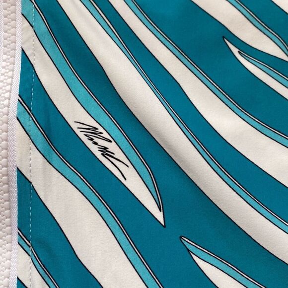 MICHAEL Michael Kors Swim Paddle Rashguard Zip Swim Bodysuit Teal Cove Size 6 - Picture 5 of 10